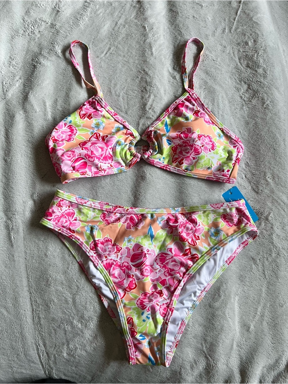 Floral Pink & Peach Bikini Set Size S NWT
